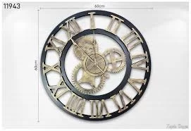 3D Gears | Black & Gold | Wooden | Wall Clock #11943 - Ali Baba ...