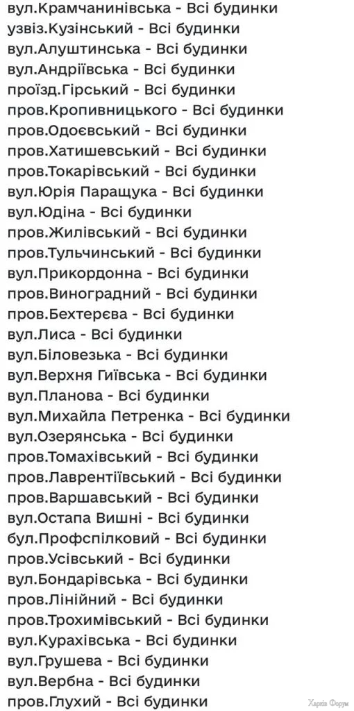 Де в Харкові не буде води 9 листопада 2025
