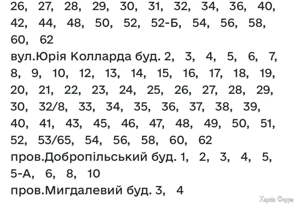 Де в Харкові не буде води 9 листопада 2025
