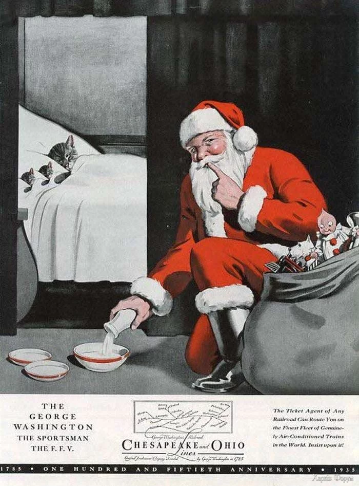santa and cats