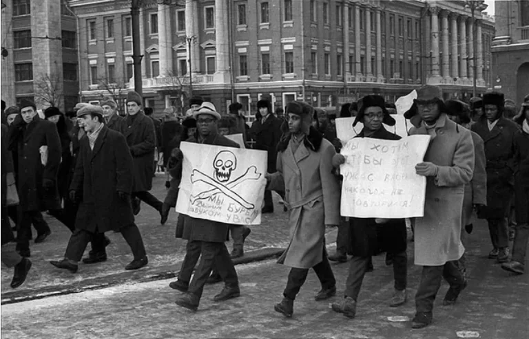 Black African protests in Soviet Moscow.webp