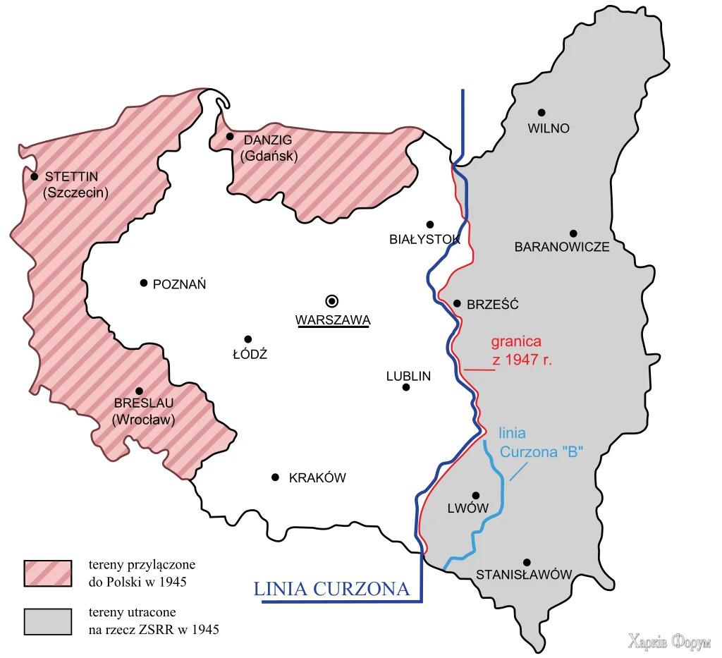 Лінія Керзона на карті