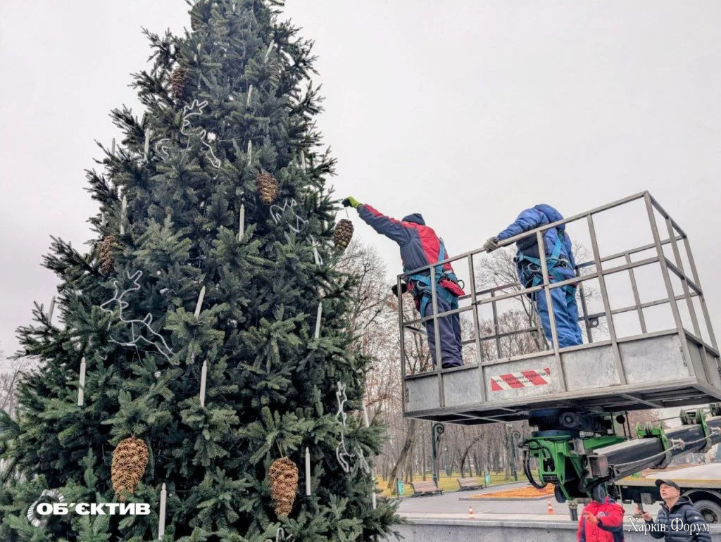 Вбирають ялинку в Харкові 2