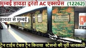 12262 howrah mumbai duronto express train jankari (12262 Train ...