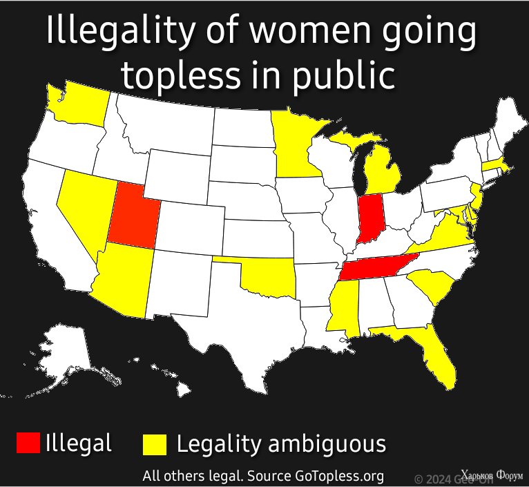 Illegality of women going topless in public in the US.png