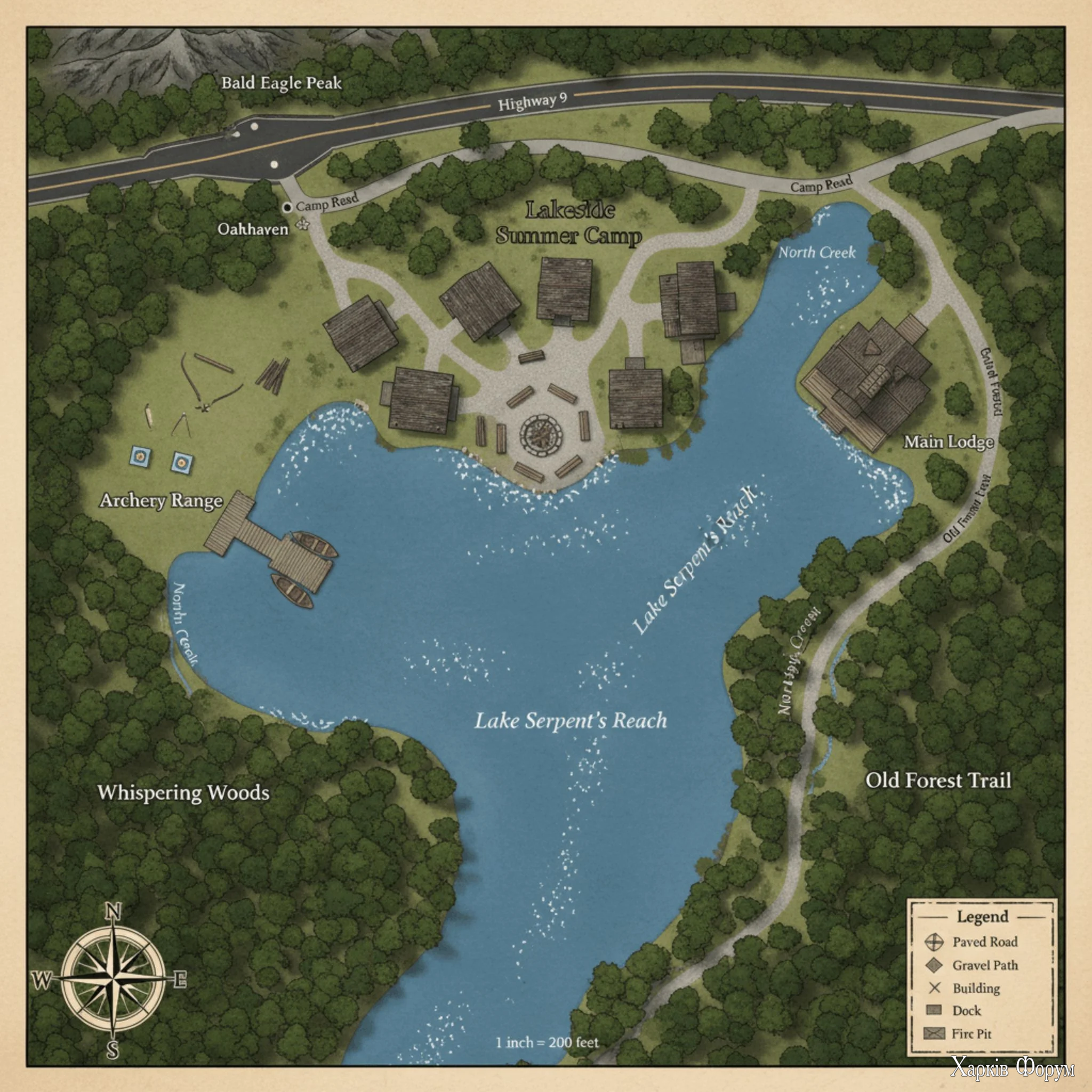 Lakeside Summer Camp VTT Map_ Top_down visual A high_resolution tactical map featuring a spar...webp