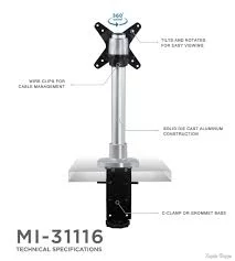 Compact Single Monitor Desk Mount - Clamp and Grommet – MI-31116 ...