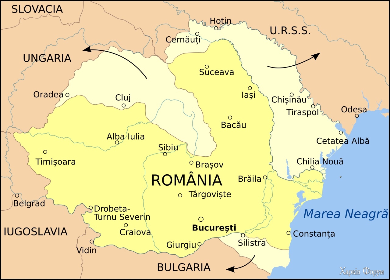 Карта Румунії 1940 року