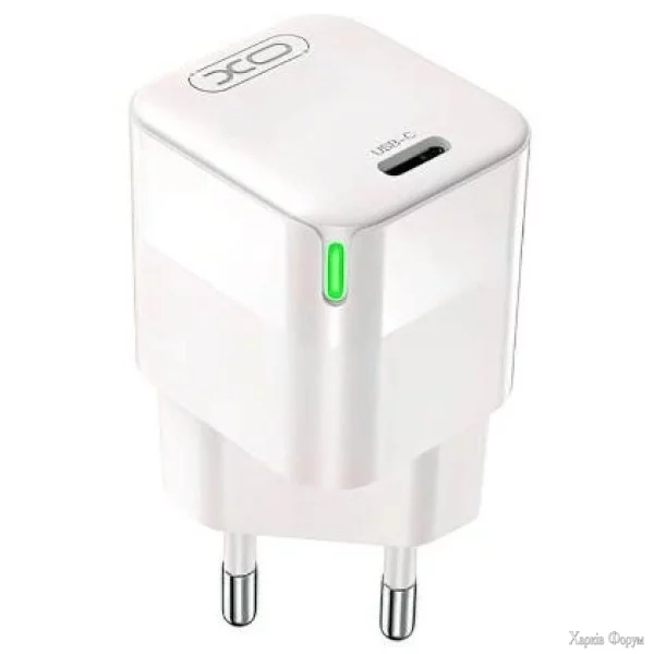 merezhevij-zaryadnij-pristrij-xo-ce06-gan-lamp-display-single-usb-c-pdqc30-30w-3a-white.webp