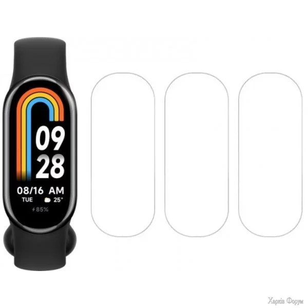 nabir-zakhisnikh-gidrogelevikh-glyancevikh-plivok-dm-dlya-xiaomi-mi-band-8-3-sht.jpg