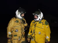 Einar and Steve Suited up for an early morning attempt. August 7, 2003.webp