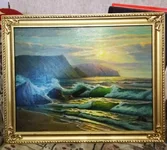 пейзаж море. Маслом на ДВП.Очень не дорого.