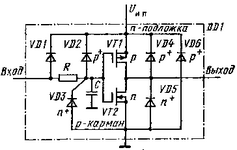 Типичная схема КМОП инвертора.png