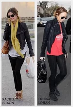 Lindsay Lohan and Rachel Bilson in Rick owens leather motorcycle bomber jacket celebrity cand...webp
