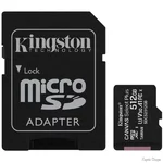 Карта пам'яті Kingston microSDXC 512GB Canvas Select Plus UHS-I/U1 + SD-адаптер (SDCS2/512GB) (Код товару:28056)