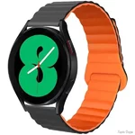 DM Магнітний ремінець Silicone з кільцем для смарт-годинника Samsung/Amazfit/Huawei (20mm) Black/Orange (Код товару:31953)