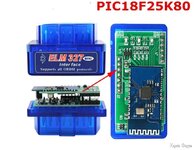 Elm 327 v 1.5 chip 18f25k80 автосканер дві плати обд2 Android ios Windows